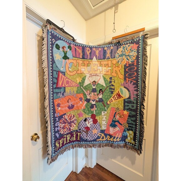 Cheerleader Tapestry Blanket Throw Blanket Wall Hanging With Fringe 49 "x 56" - Picture 1 of 9